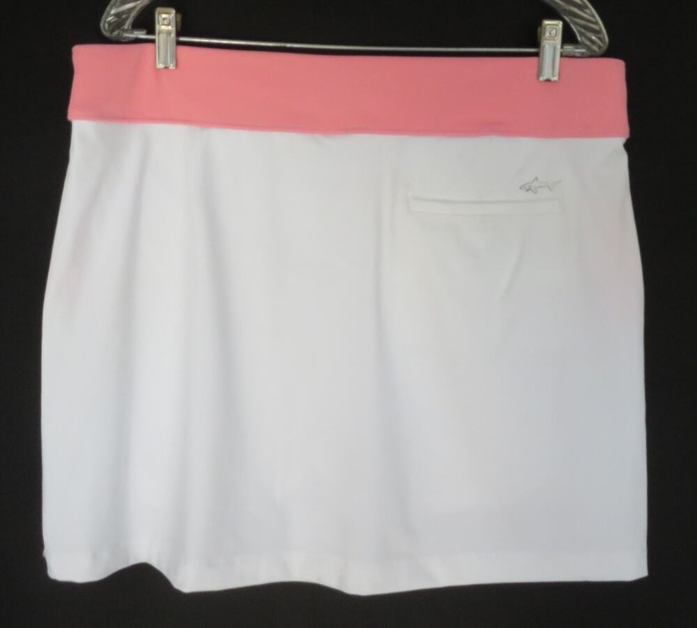 New GREG NORMAN White/Pink 4-Way Stretch Golf Skort Women's Sz L